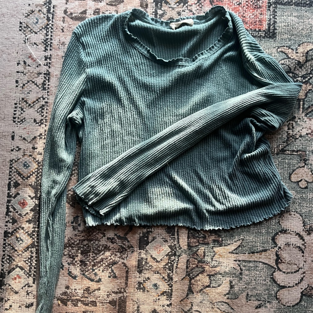 Ribbed Green Sweater